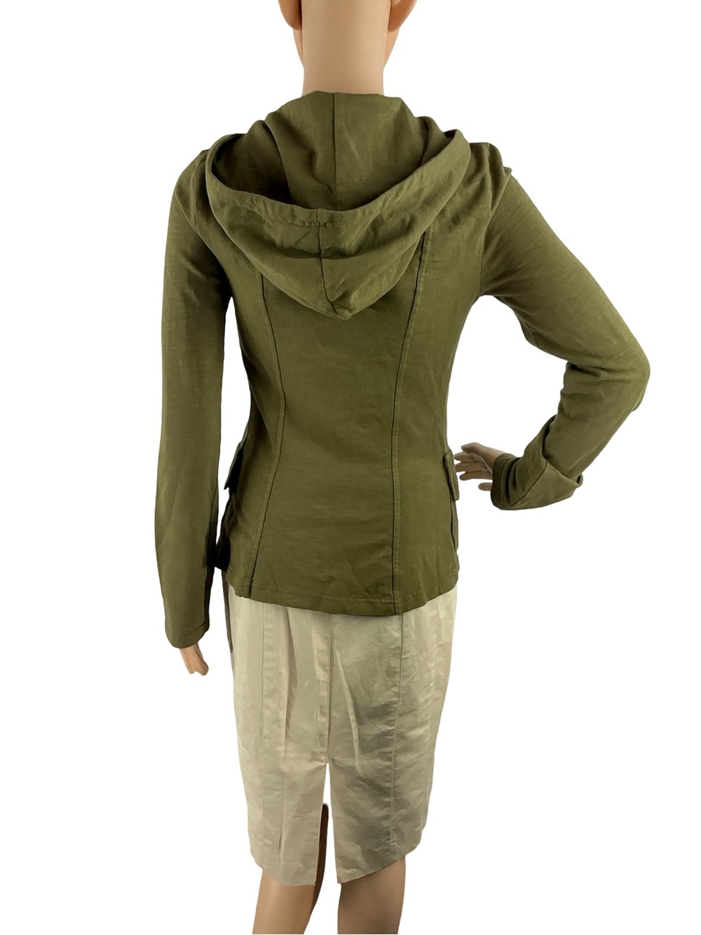 Wearables XCVI Ruched Full Zip Hoodie Jacket Green Size XS - Picture 6 of 8